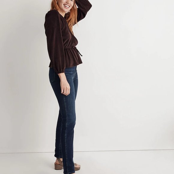 Madewell Corduroy Tie-Front Faux-Wrap Top. - Picture 4 of 14